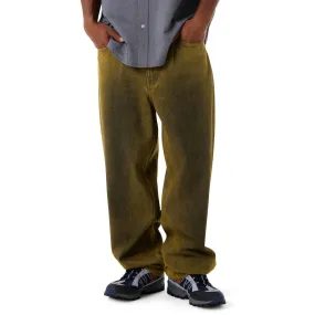 HUF Cromer Washed Jeans - Tarragon Flat waistband Chic Fit