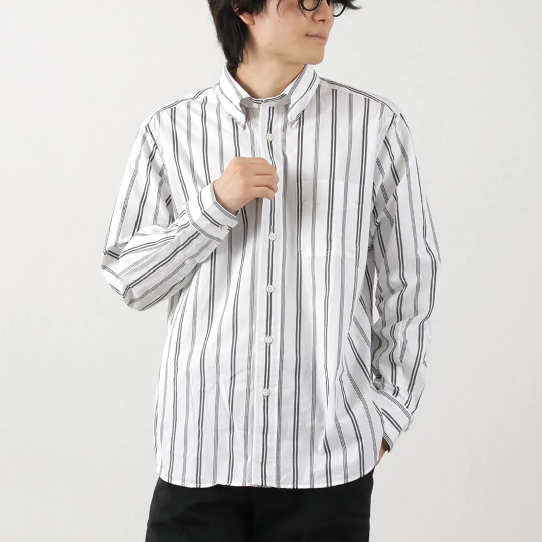 ROCOCO / Random Stripe Button Down Shirt Classic Fit Smooth zipper closure