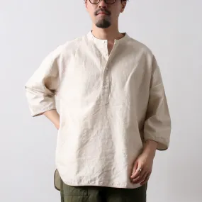 KEMA DESIGNS / Linen Cotton Cloth Henry Neck T-Shirt Weekend Ready