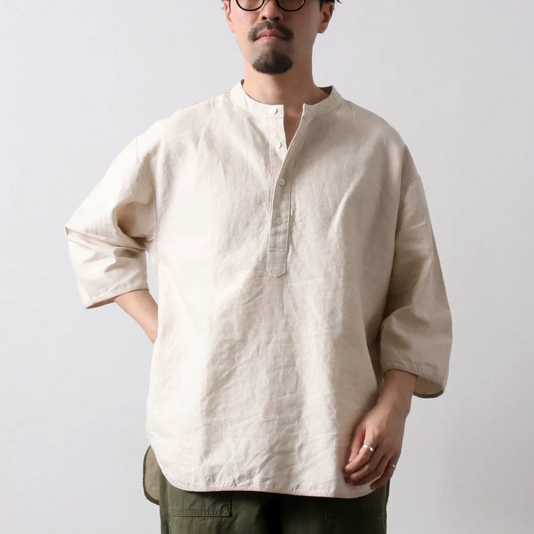 KEMA DESIGNS / Linen Cotton Cloth Henry Neck T-Shirt Comfy Pieces