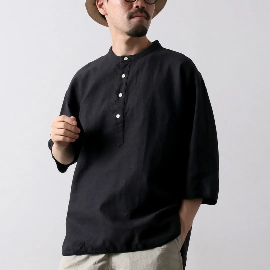 oversized but not shapeless KEMA DESIGNS / Linen Cotton Cloth Henry Neck T-Shirt