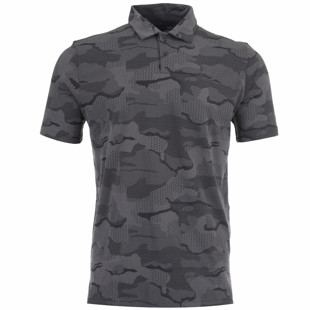 skinny but not tight WrinkleFreeFabric Oakley Jaquard Camo Polo Shirt - Blackout