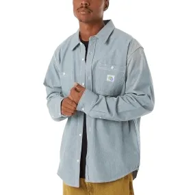 Linen blend Youth fashion HUF Total Eclipse Chambray Long Sleeve Shirt - Light Blue