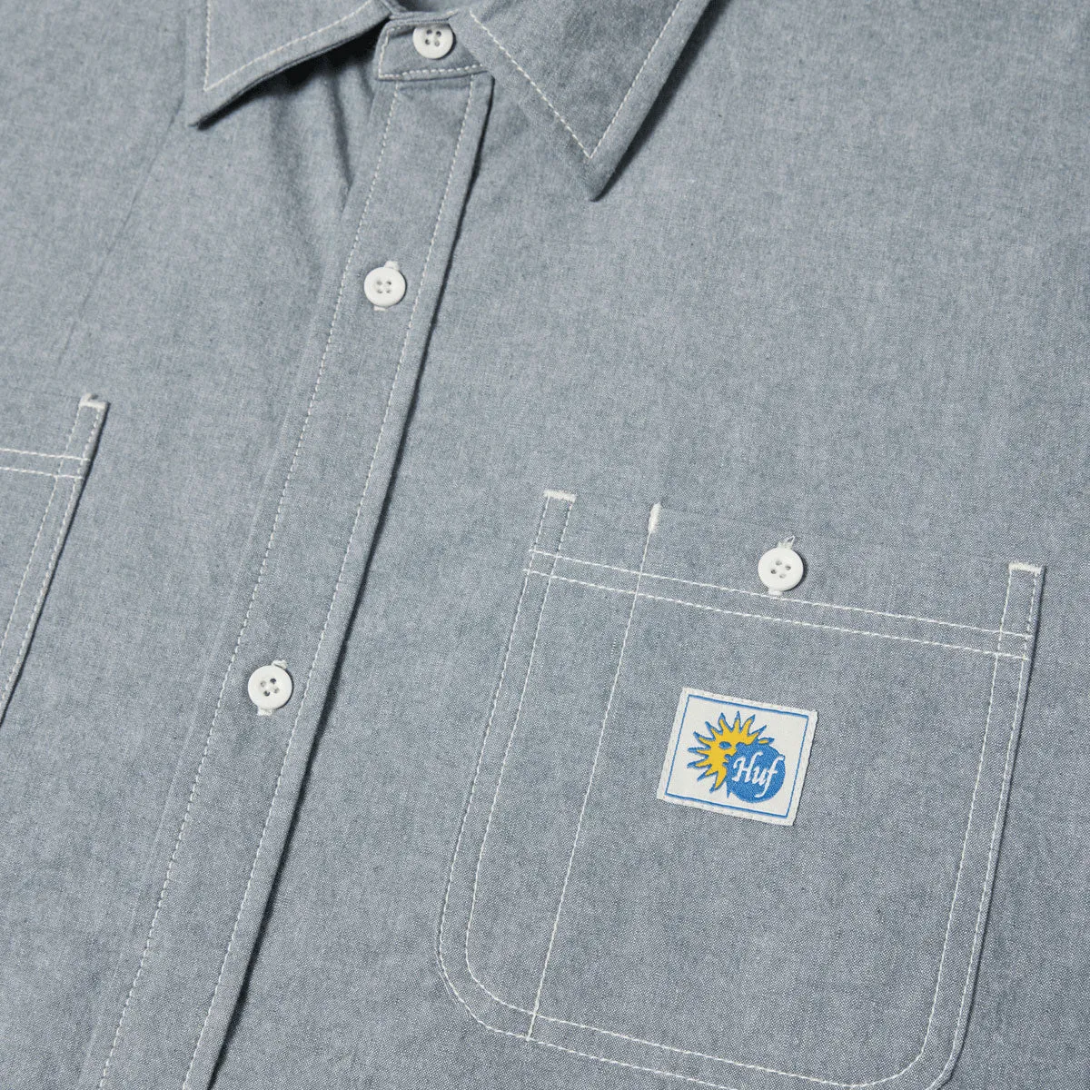 Minimalist Design HUF Total Eclipse Chambray Long Sleeve Shirt - Light Blue
