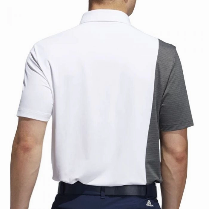 Temperature Regulating Timeless Style adidas Ultimate365 Blocked Print Polo Shirt - White/Grey Six/Collegiate Navy