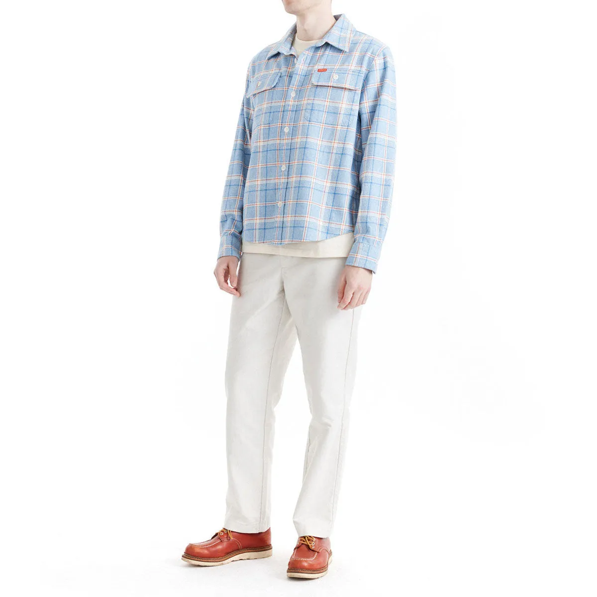 Deus Ex Machina Vacay Check Long Sleeve Shirt - Sky Blue Chic Ensemble Geometric Pattern