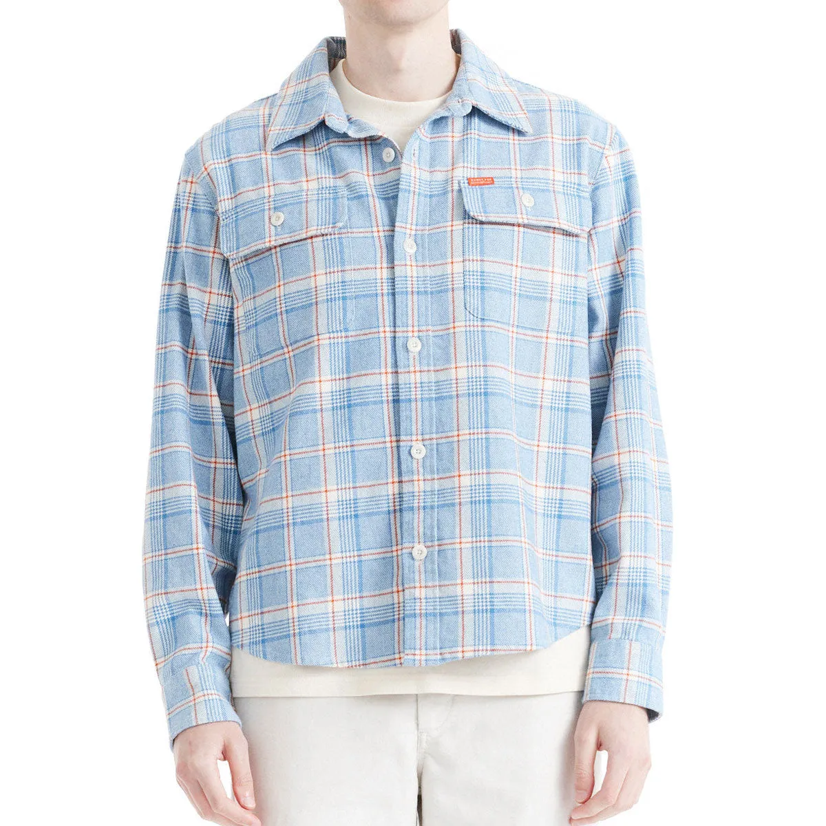 Deus Ex Machina Vacay Check Long Sleeve Shirt - Sky Blue Abrasion Resistant Edging
