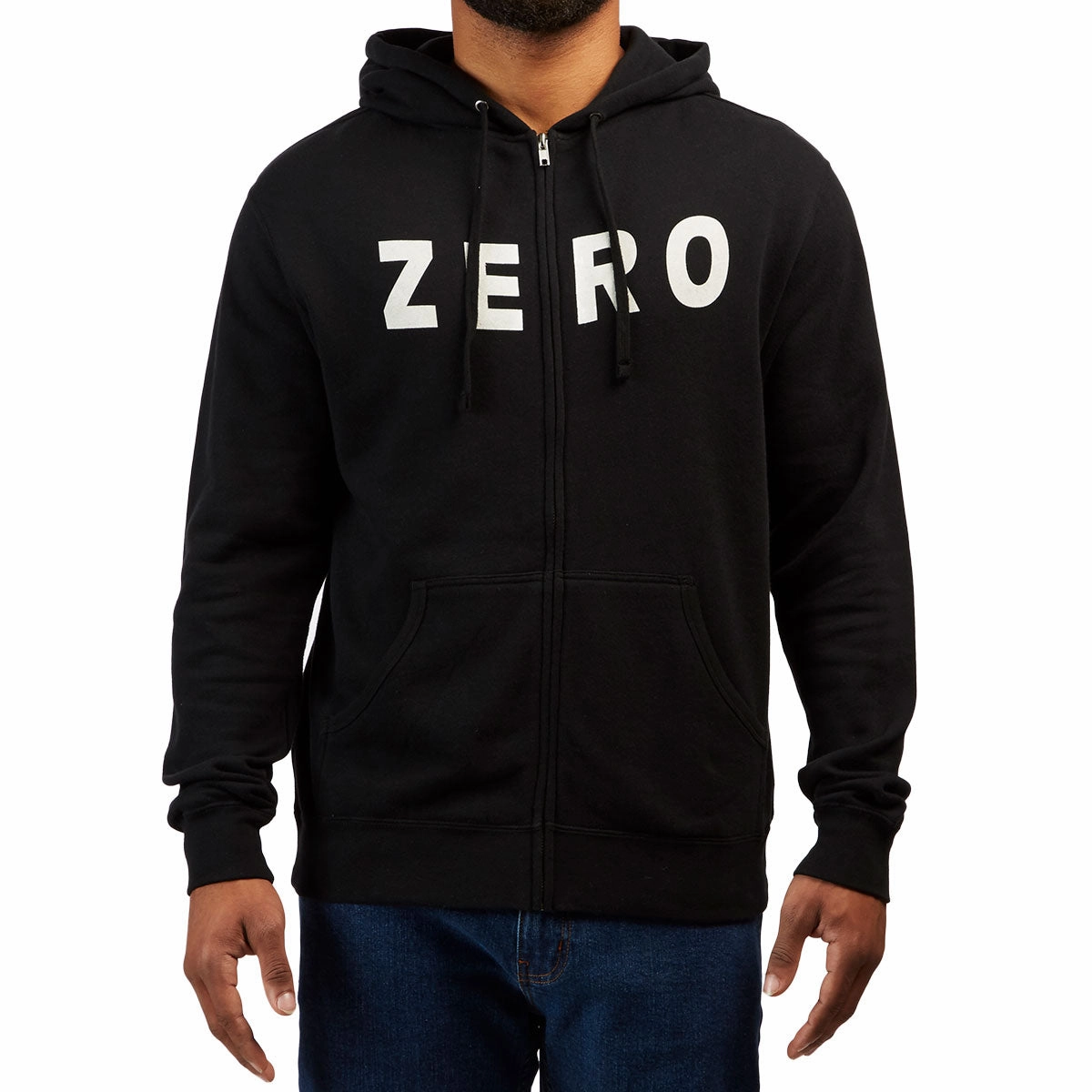 Owl like Adjustable Drawstring Hood Zero Army Zip Up Hoodie - Black