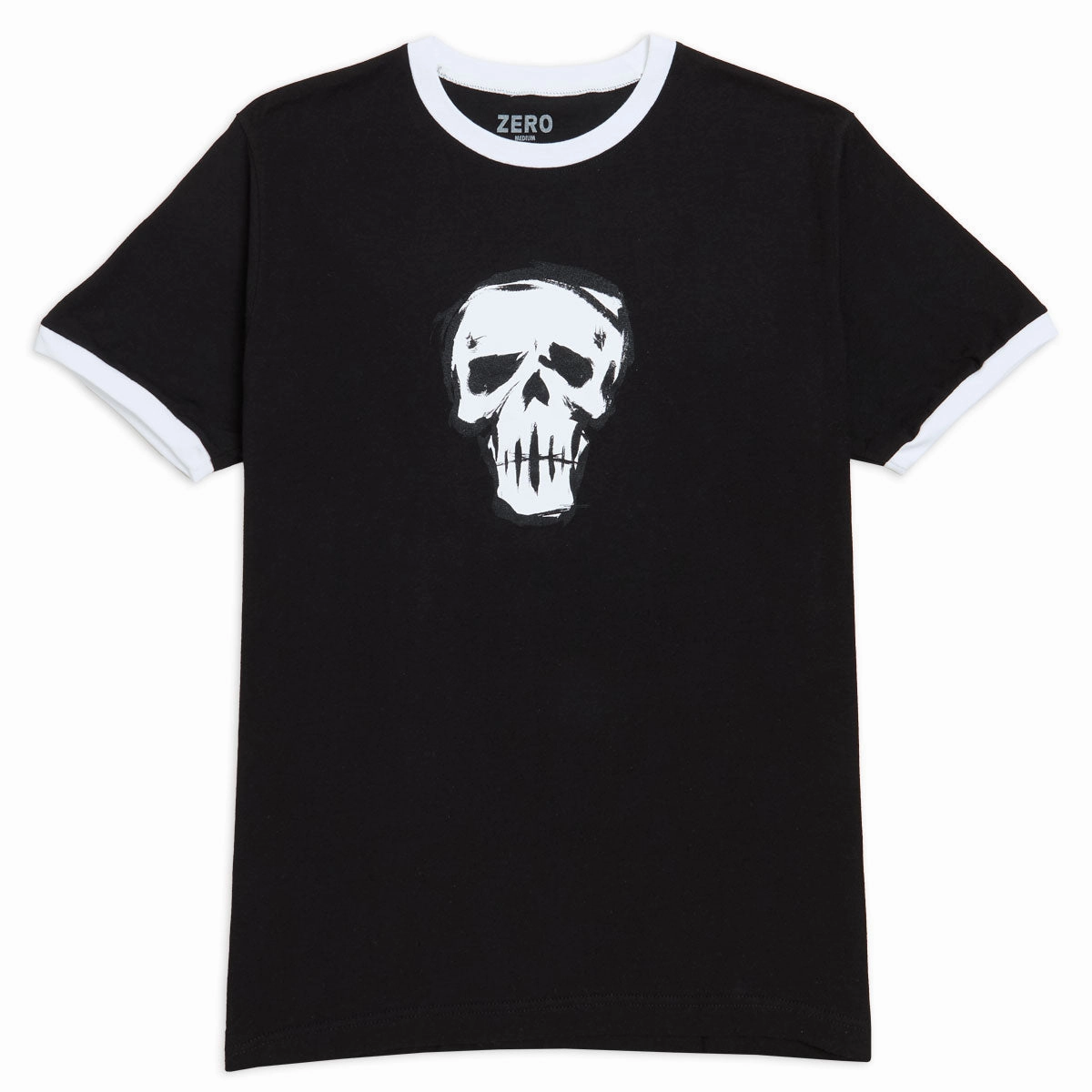Zero DTL Skull Ringer T-Shirt - Black V neck elegance