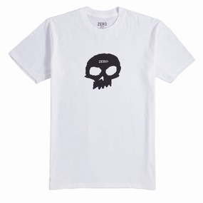 Zero Single Skull T-Shirt - White Laser Cut Edges Unisex Core
