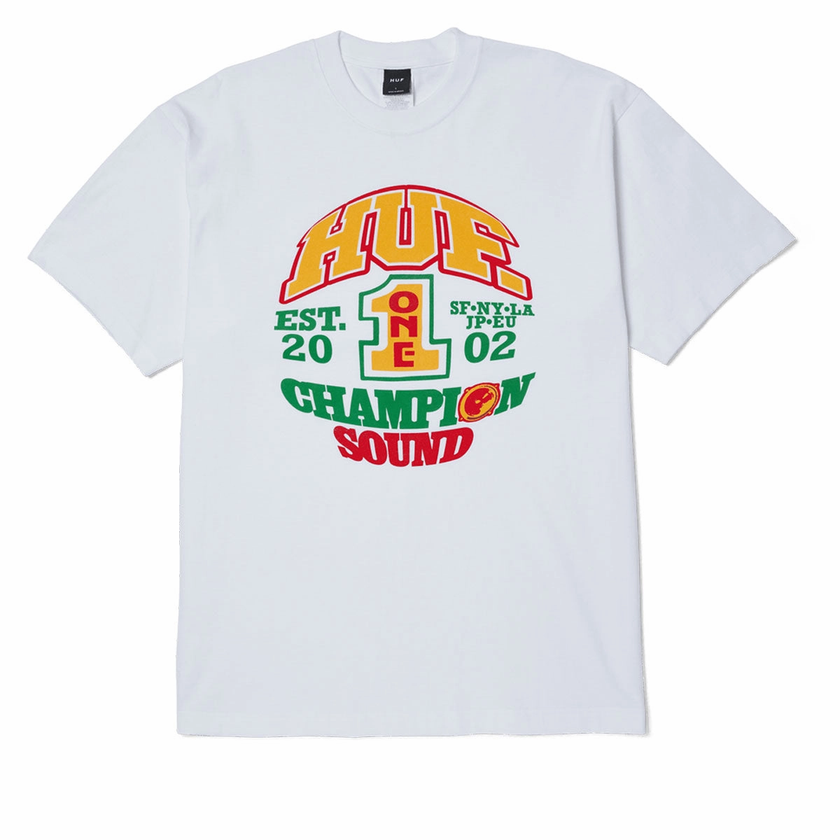 Embroidered Details Fresh Look HUF Champion Sound T-Shirt - White