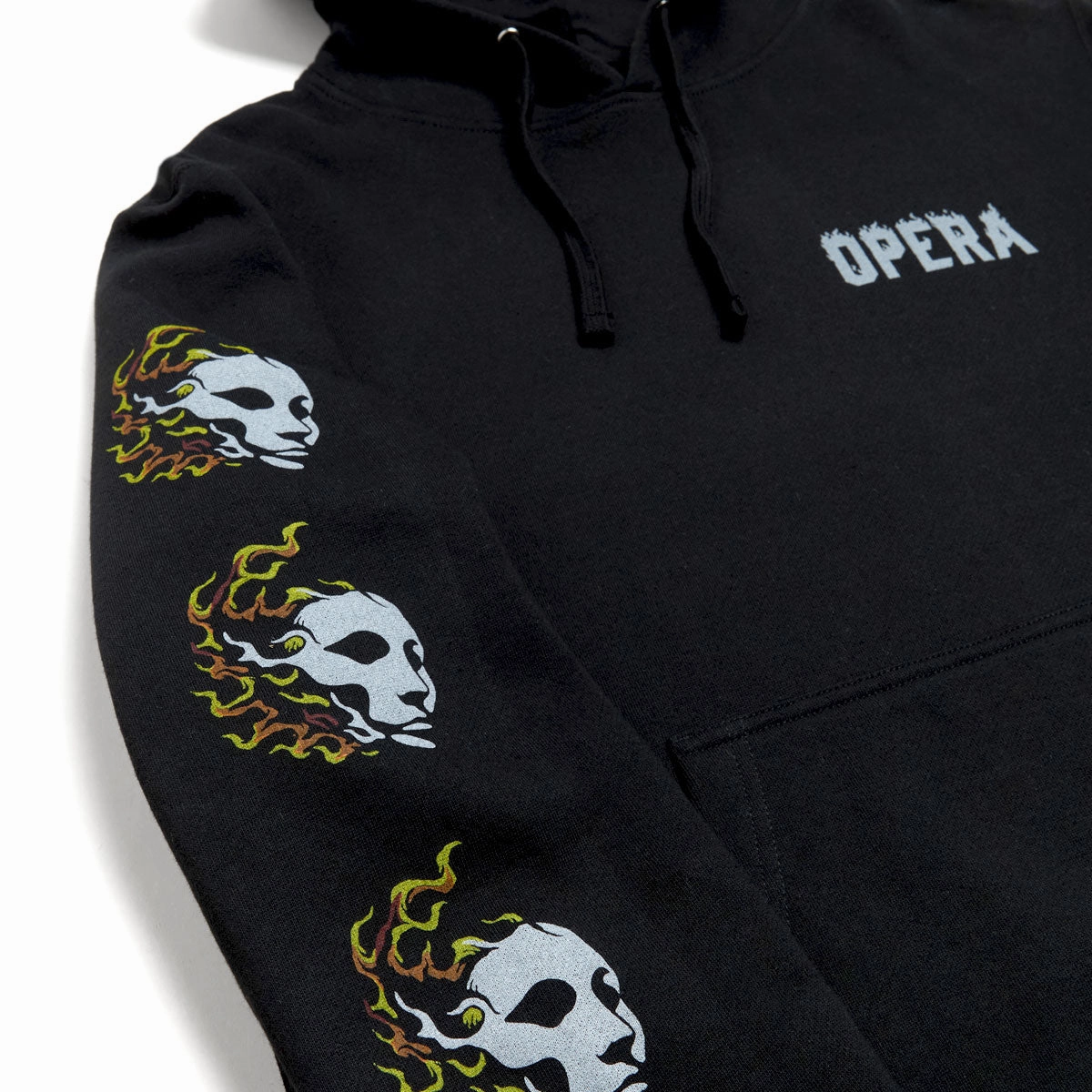 Coastal Style Opera Fire Mask Hoodie - Black