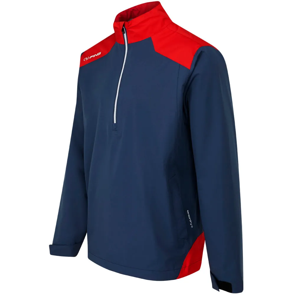 Ping AquaDrive Waterproof 1/2 Zip Jacket - Oxford Blue/Classic Red Thermal Lined SeamlessBonding