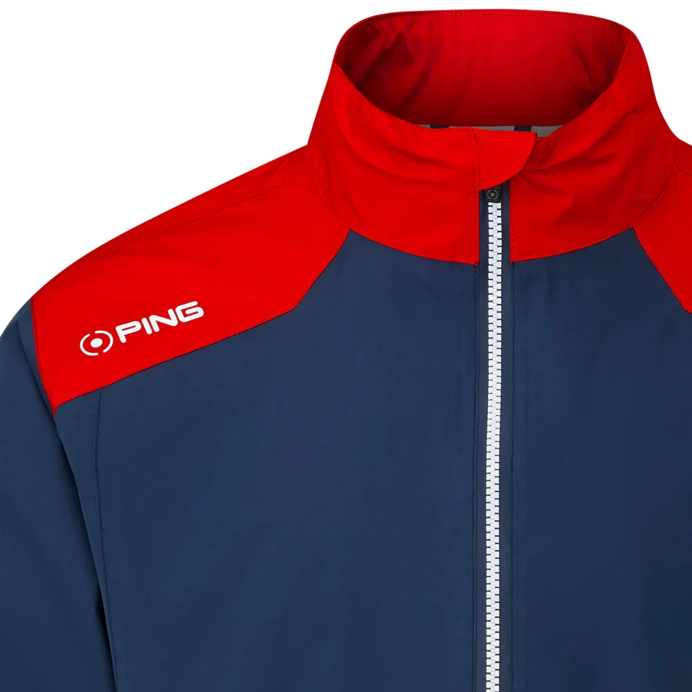 Ping AquaDrive Waterproof 1/2 Zip Jacket - Oxford Blue/Classic Red Subtle Texture