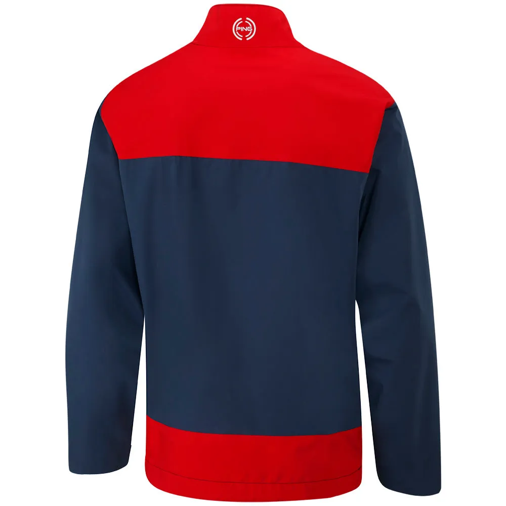 All Weather Performance Ping AquaDrive Waterproof 1/2 Zip Jacket - Oxford Blue/Classic Red